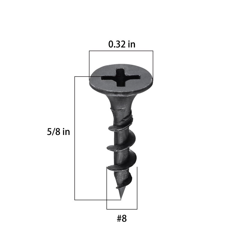 Wensilon (340 pcs)#8X5/8 Black Fastener Drywall Screws-Phillips with coarse Threaded tip, Black, Suitable for Drywall Slate, Wood, etc.(1 pounds) - Image 5